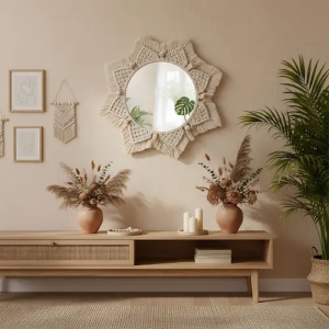 OGLINDA PENTRU PERETE BOHO 53 CM, 322048, REALIZATA MANUAL - Img 3
