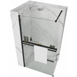 PARAVAN DE DUS AERO 120, NEGRU MAT, CALITATE SUPERIOARA - Img 1