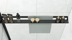 PARAVAN DE DUS REA AERO, 100CM, NEGRU MAT, DIN STICLA, CALITATE SUPERIOARA - Img 5