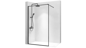 PARAVAN DE DUS REA BLER, 80CM, NEGRU, DIN STICLA, CALITATE SUPERIOARA - Img 1