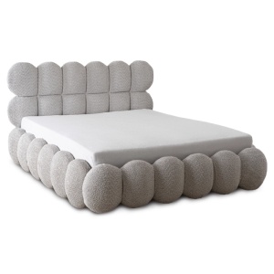 PAT 160X200CM, ARTIM MEBLE, CU SPATIU DE DEPOZITARE, REALIZAT DIN TEXTIL BOUCLE GRI, STIL MODERN - Img 2