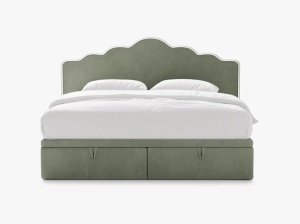 PAT CONTINENTAL TAPITAT DREAM, 160X200, VERDE FILDES, SOMIERA RABATABILA, CU TAPITERIE DIN CATIFEA MAGIC, MICADONI - Img 2
