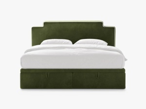 PAT CONTINENTAL TAPITAT PRINCESS, 140X200, VERDE ARMY, SOMIERA RABATABILA, CU TAPITERIE DIN CATIFEA MAGIC VELVET, MICADONI - Img 2