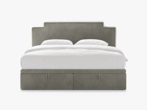 PAT CONTINENTAL TAPITAT PRINCESS, 180X200, GRI INCHIS, SOMIERA RABATABILA, CU TAPITERIE DIN CATIFEA MAGIC VELVET, MICADONI - Img 2