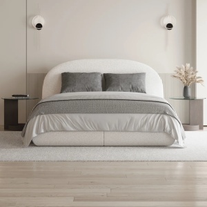 PAT DEOSEBIT CU LADA DE DEPOZITARE MOET 180CM, CU SALTEA SI TOPPER INCLUS, REALIZAT DIN METAL, LEMN SI TEXTIL BOUCLE, DIVERSE CULORI, ARTIM GROUP - Img 2
