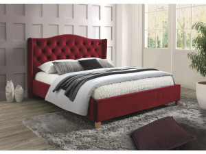 PAT DORMITOR ASPEN, 160 CM, BORDO BLUVEL 59, TAPITERIE DIN CATIFEA, STIL MODERN