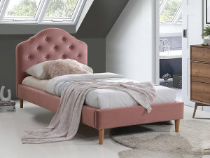 PAT DORMITOR CHLOE, 90 CM, ROZ BLUVEL 52, TAPITERIE DIN CATIFEA, STIL MODERN