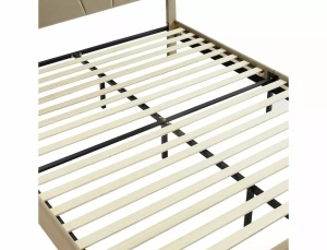 PAT DORMITOR COLUMBIA, CU SPATIU DE DEPOZITARE, 140 CM, BEJ BLUVEL 28, TAPITERIE DIN CATIFEA, STIL MODERN - Img 4
