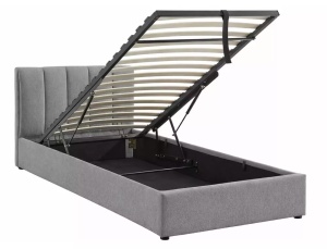 PAT DORMITOR STIL MONTREAL, CU SPATIU DE DEPOZITARE, 90 CM, GRI RAVEN 07, TAPITERIE DIN TEXTIL, STIL MODERN - Img 2