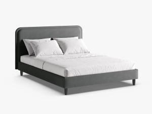 PAT TAPITAT AVELINE, 180X200, GRI INCHIS, CU TAPITERIE DIN TEXTIL STRUCTURAT WIND, MICADONI