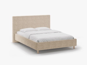 PAT TAPITAT, ELOISE, 140x200, NISIPIU, SOMIERA RABATABILA, CU TAPITERIE DIN TEXTIL BOUCLE ROLF, MICADONI