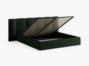 PAT TAPITAT ERIC, 180X200, VERDE SMARALD, CU TAPITERIE DIN CATIFEA VELVET CAZINO, MICADONI - Img 4