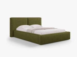 PAT TAPITAT JODIE, 160X200, VERDE MASINIU INCHIS, SOMIERA RABATABILA, CU TAPITERIE DIN TEXTIL BOUCLE BALOO, MICADONI