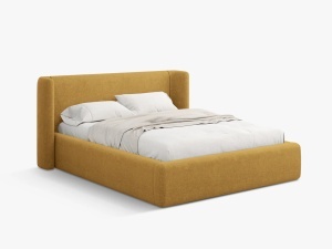 PAT TAPITAT, JOLENE, 140x200, MASLINIU DESCHIS, SOMIERA RABATABILA, CU TAPITERIE DIN TEXTIL STRUCTURAT WIND, MICADONI