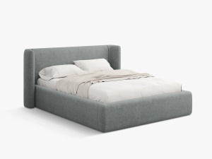 PAT TAPITAT, JOLENE, 180x200, GRI INCHIS, SOMIERA RABATABILA, CU TAPITERIE DIN TEXTIL STRUCTURAT WIND, MICADONI