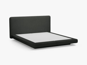 PAT TAPITAT LINEA, 180X200, NEGRU, CU TAPITERIE DIN TEXTIL BOCULE BALOO, MICADONI - Img 3