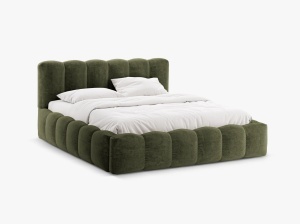PAT TAPITAT LUPINE, 160X200, VERDE, SOMIERA RABATABILA, CU TAPITERIE DIN TEXTIL CHENILLE PERFECT ARMONY, MICADONI