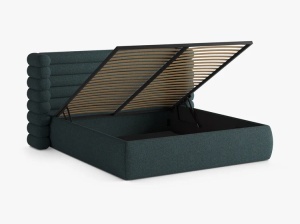 PAT TAPITAT MOUNT, 200X200, MELANJ VERDE-ALBASTRU, SOMIERA RABATABILA, CU TAPITERIE DIN TEXTIL STRUCTURAT PUENTE, MICADONI - Img 4