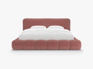 PAT TAPITAT SOLANGE, 140X200, ROSU, SOMIERA RABATABILA, CU TAPITERIE DIN TEXTIL CHENILLE SILENCIO, MICADONI - Img 2