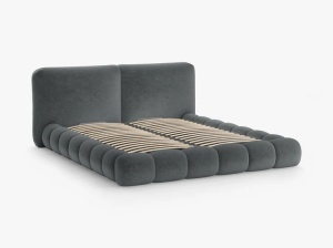PAT TAPITAT SOLANGE, 180X200, GRI INCHIS, SOMIERA RABATABILA, CU TAPITERIE DIN TEXTIL CHENILLE PERFECT HARMONY, MICADONI - Img 3