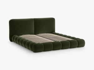 PAT TAPITAT SOLANGE, 180X200, VERDE ARMY, SOMIERA RABATABILA, CU TAPITERIE DIN CATIFEA MAGIC VELVET, MICADONI - Img 3
