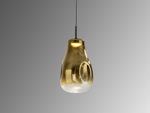 PENDUL ALEDIS, 40/210 CM, NEGRU MAT/AURIU, DIN METAL SI STICLA, STIL MODERN - Img 4