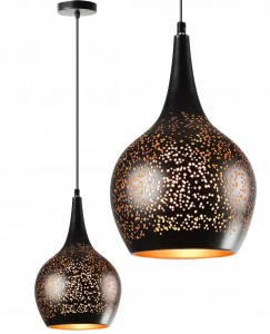 PENDUL EDISON OPENWORK APP230-1CP, 22x30 cm, NEGRU SI AURIU, DIN METAL, STIL MODERN, TU - Img 1