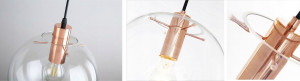 PENDUL, LASSI ROSE GOLD APP040-1CP, 25x25/90 cm, ROZ AURIU SI NEGRU, DIN STICLA SI METAL, TU - Img 8