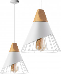 PENDUL METAL SCANDINAV APP223-1CP, 25x28x100 cm, ALB SI MARO/NATURAL, DIN LEMN SI METAL, STIL MODERN, TU - Img 1