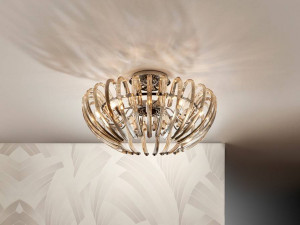 PLAFONIERA ARIADNA, 53 CM, CROM/SAMPANIE, DIN METAL SI STICLA, STIL MODERN - Img 1