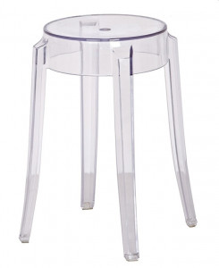 SCAUN ALB TRANSPARENT CHARLES 46, CONFECTIONATA DIN POLICARBONAT, STIL MODERN