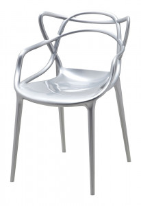 SCAUN ARGINTIU CONFECTIONAT DIN PLASTIC ABS, LUXO, STIL MODERN - Img 1