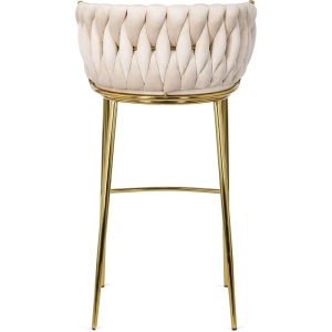 SCAUN BAR, ARTIM MEBLE, REALIZAT DIN CATIFEA SI METAL, CULOARE CREM/AURIU, STIL MODERN - Img 5
