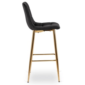 SCAUN BAR, ARTIM MEBLE, REALIZAT DIN CATIFEA SI METAL, CULOARE NEGRU/AURIU, STIL MODERN - Img 4