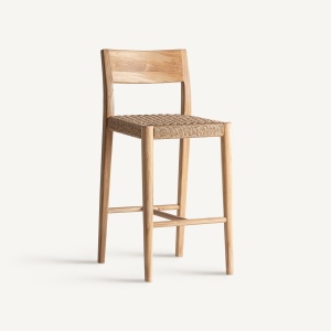 SCAUN BAR CAEN 95CM, DIN LEMN MASIV, CULOARE MARO NATUR, REALIZAT MANUAL, PRETABIL EXTERIOR, DESIGN VINTAGE