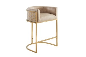 SCAUN BAR, ELEGANCE 180CM, DIN CATIFEA SI METAL, CULOARE BEJ, ARTIM GROUP SELECTION