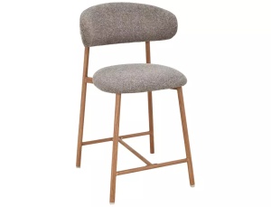 SCAUN BAR ELTON H2, CAPPUCCINO 256/STEJAR, TAPITERIE DIN TEXTIL SI PICIOARE DIN METAL, STIL MODERN