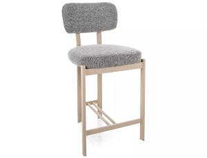 SCAUN BAR MISAKI H2, GRI 254/CREM, TAPITERIE DIN TEXTIL SI PICIOARE DIN METAL, STIL MODERN