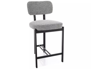 SCAUN BAR MISAKI H2, GRI 254/NEGRU, TAPITERIE DIN TEXTIL SI PICIOARE DIN METAL, STIL MODERN - Img 4