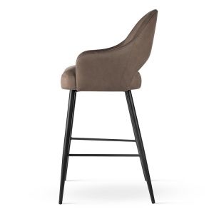 SCAUN DE BAR AINE SUPREME M 60 CM, BEJ/NEGRU, TAPITERIE DIN TEXTIL, SPUMA, ARCURI SI METAL, STIL MODERN - Img 3