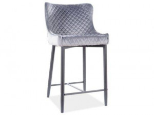 SCAUN DE BAR COLIN B H-2, GRI BLUVEL 14/NEGRU MAT, TAPITERIE DIN CATIFEA SI PICIOARE DIN METAL, STIL MODERN - Img 1