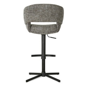 SCAUN DE BAR FROYD CROSS, CONFECTIONAT DIN METAL, SPUMA, ARCURI SI TEXTIL, GRI/NEGRU, STIL MODERN - Img 4