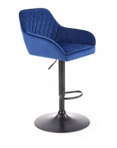 SCAUN DE BAR H-103, ALBASTRU/NEGRU, DIN METAL SI CATIFEA, STIL MODERN, HALMAR - Img 1