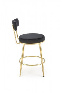SCAUN DE BAR H115, NEGRU/AURIU, TAPITERIE DIN CATIFEA SI PICIOARE DIN METAL, STIL MODERN - Img 4