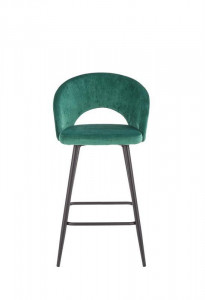 SCAUN DE BAR H96, VERDE/NEGRU, TAPITERIE DIN CATIFEA SI PICIOARE DIN METAL, STIL MODERN - Img 3
