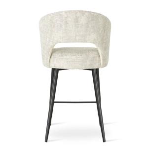 SCAUN DE BAR, INES SUPREME L 70 CM, CREM/NEGRU, TAPITERIE DIN TEXTIL, SPUMA, ARCURI SI METAL, STIL MODERN - Img 4