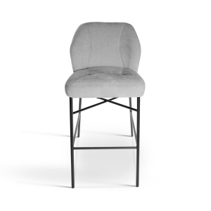 SCAUN DE BAR, IRLANDEZ M 60 CM, GRI/NEGRU, TAPITERIE DIN TEXTIL, SPUMA SI METAL, STIL MODERN - Img 2