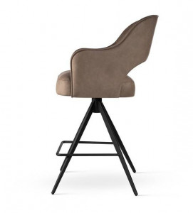 SCAUN DE BAR MERCY SUPREME TWIST, 60 CM, BEJ INCHIS/NEGRU, TAPITERIE DIN CATIFEA SI PICIOARE DIN METAL, STIL MODERN - Img 4
