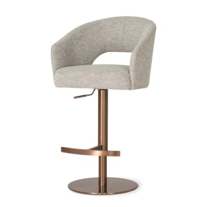 SCAUN DE BAR PIVOTANT, INES SUPREME PUMP, MARO AURIU/CREM, TAPITERIE DIN TEXTIL, SPUMA, ARCURI SI METAL, STIL MODERN
