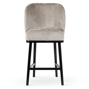 SCAUN DE BAR, SHELLY SUPREME WOOD L 70 CM, BEJ/NEGRU, TAPITERIE DIN TEXTIL, SPUMA, ARCURI SI METAL, STIL MODERN - Img 2